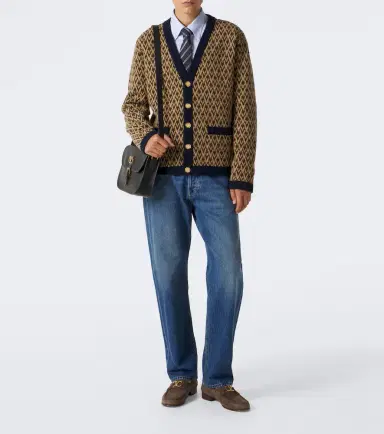 Valentino Toute La V jacquard virgin wool cardigan | Thumbnail 4