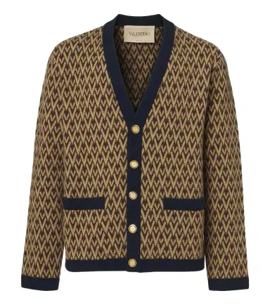 Valentino Toute La V jacquard virgin wool cardigan | Thumbnail 1