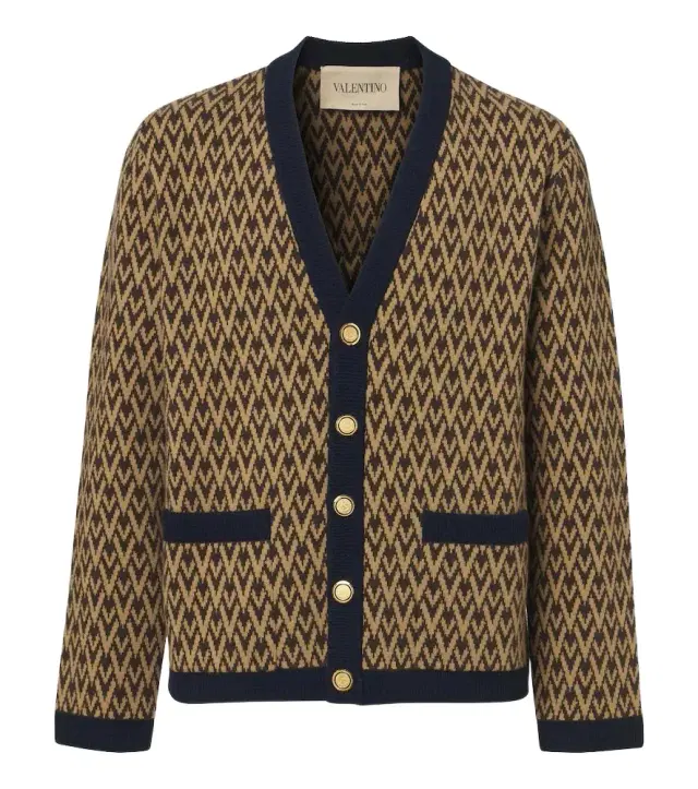 Valentino Toute La V jacquard virgin wool cardigan