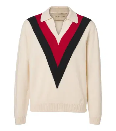 Valentino Jacquard cashmere polo sweater | Thumbnail 1 Valentino Jacquard cashmere polo sweater | Thumbnail 1