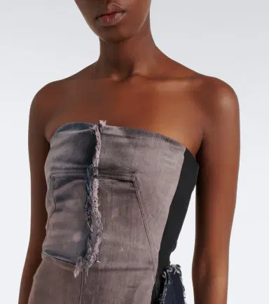 Rick Owens Distressed denim bustier gown | Thumbnail 2