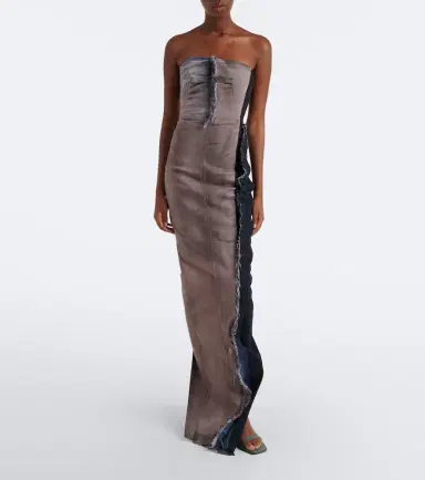 Rick Owens Distressed denim bustier gown | Thumbnail 3