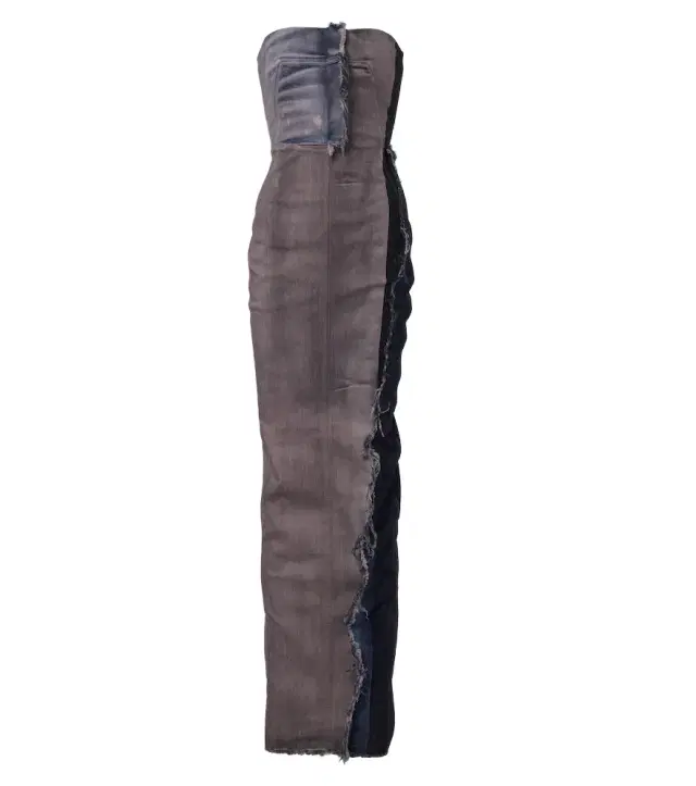 Rick Owens Distressed denim bustier gown
