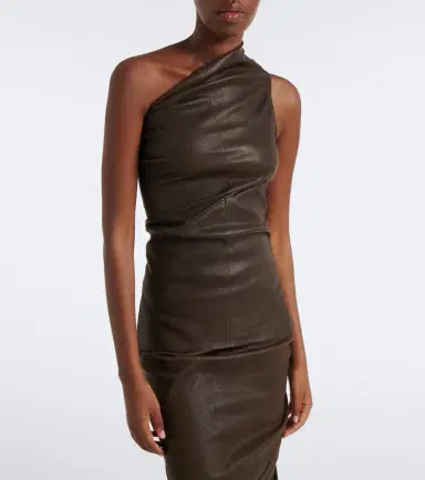 Rick Owens Athena one-shoulder leather and cotton top | Thumbnail 5 Rick Owens Athena one-shoulder leather and cotton top | Thumbnail 5