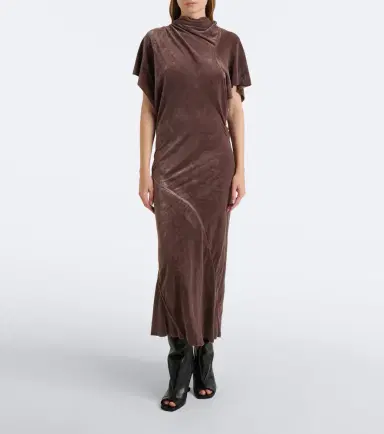 Rick Owens Seb draped velvet midi dress | Thumbnail 4