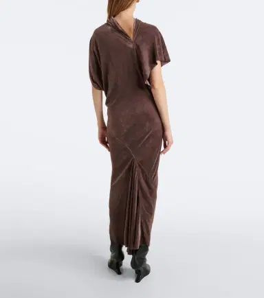 Rick Owens Seb draped velvet midi dress | Thumbnail 5