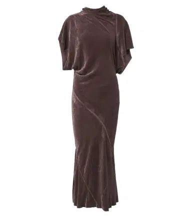 Rick Owens Seb draped velvet midi dress | Thumbnail 1