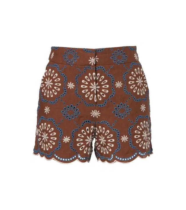 Veronica Beard Allen broderie anglaise linen shorts