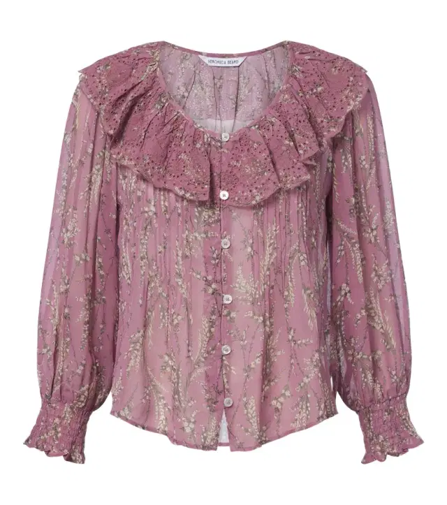 Veronica Beard Hewitts ruffled floral georgette blouse