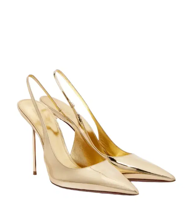 Paris Texas Lidia metallic leather slingback pumps