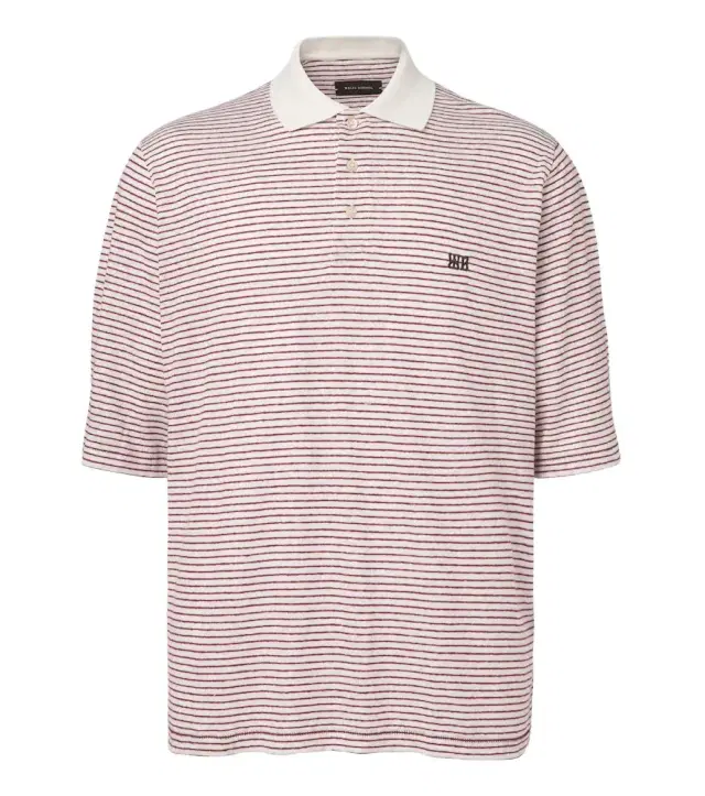 Wales Bonner Bask striped linen and cotton polo shirt
