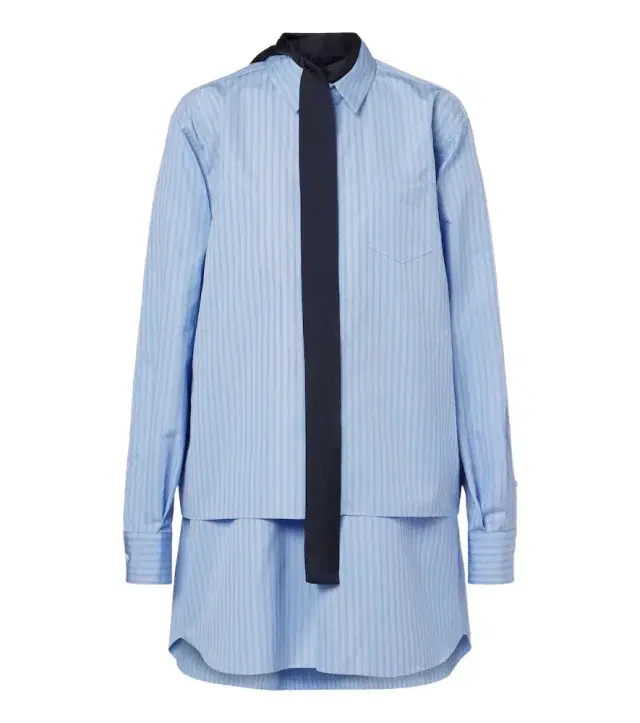 Sacai Layered striped cotton-blend poplin shirt