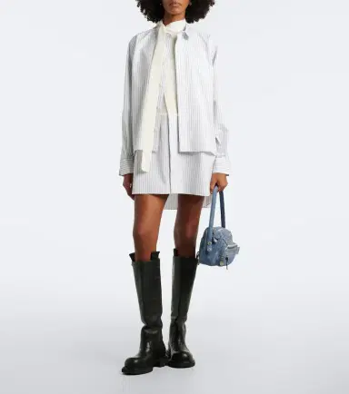 Sacai Layered striped cotton-blend poplin shirt | Thumbnail 2