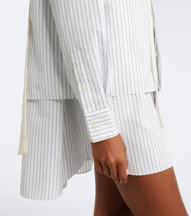 Sacai Layered striped cotton-blend poplin shirt | Thumbnail 5