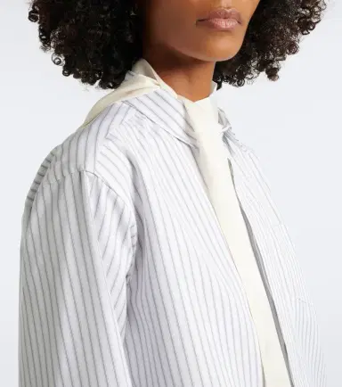 Sacai Layered striped cotton-blend poplin shirt | Thumbnail 6
