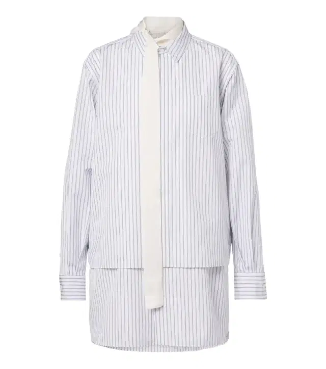 Sacai Layered striped cotton-blend poplin shirt