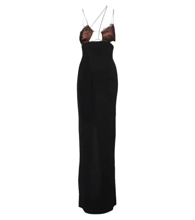 Cutout lace-trimmed maxi dress