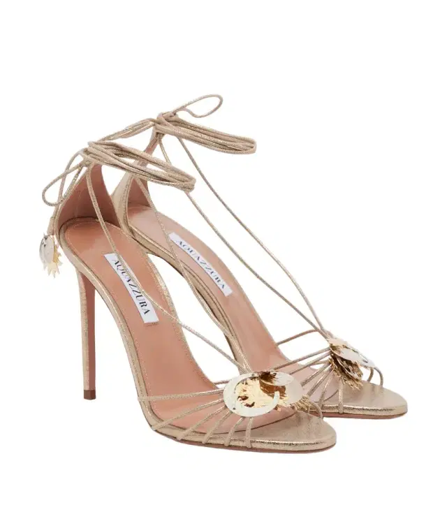 Aquazzura Night Stars metallic leather sandals