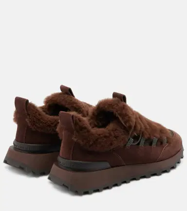 Brunello Cucinelli Monili shearling-trimmed suede sneakers | Thumbnail 2
