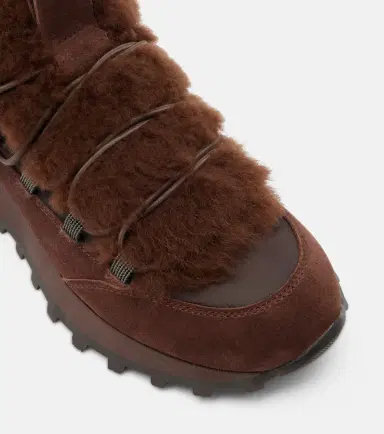 Brunello Cucinelli Monili shearling-trimmed suede sneakers | Thumbnail 6