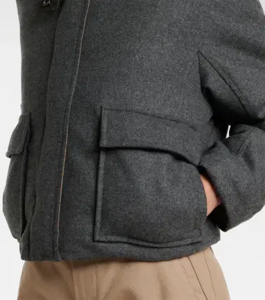 Brunello Cucinelli Shearling-trimmed alpaca-blend down jacket | Thumbnail 3