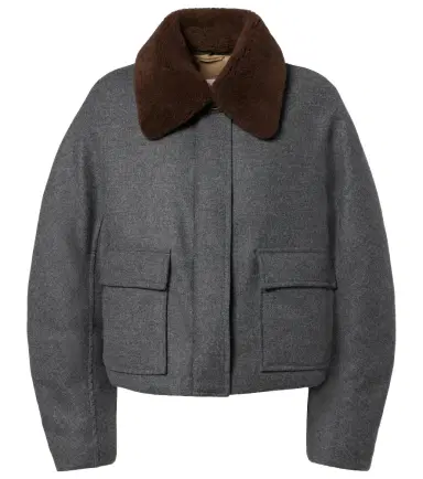 Brunello Cucinelli Shearling-trimmed alpaca-blend down jacket | Thumbnail 1