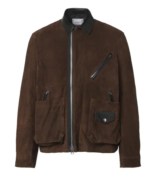 Sacai eather-trimmed suede blouson jacket