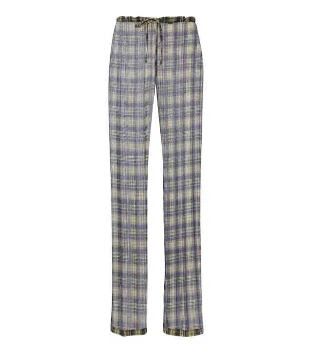 Dries Van Noten Semi-sheer checked wide-leg pants