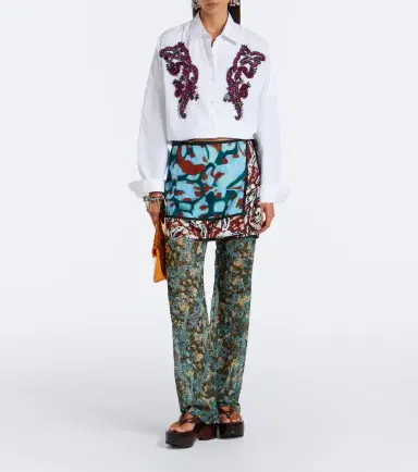 Dries Van Noten Semi-sheer floral wide-leg pants | Thumbnail 2 Dries Van Noten Semi-sheer floral wide-leg pants | Thumbnail 2