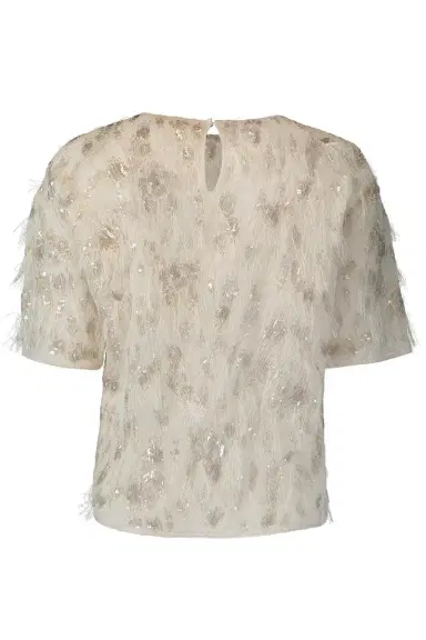 Brunello Cucinelli Animalier Sequin Short Sleeve Blouse | Thumbnail 4