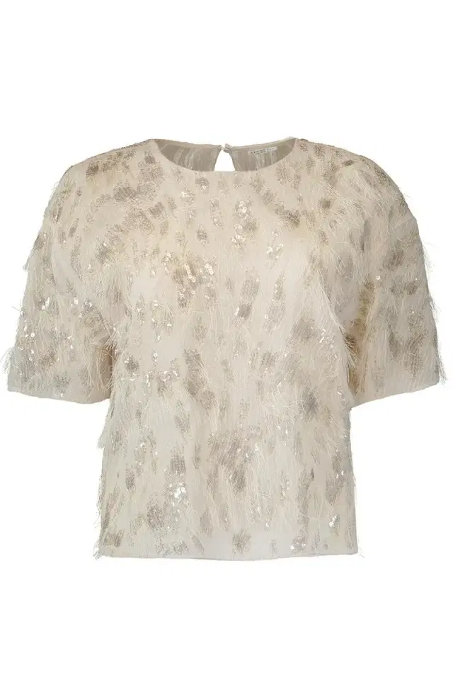 Brunello Cucinelli Animalier Sequin Short Sleeve Blouse