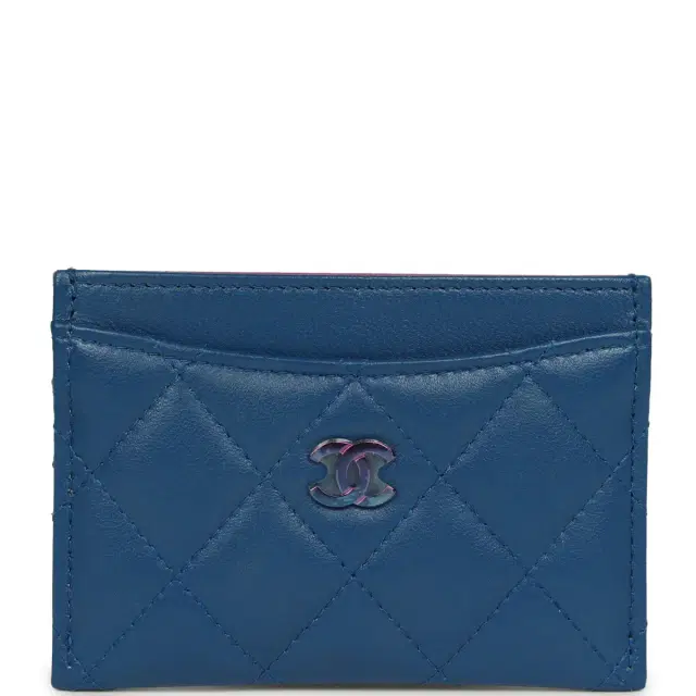 Chanel Chanel Classic Card Holder Dark Blue Lambskin Rainbow Hardware