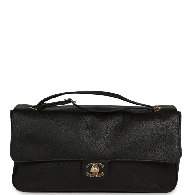Chanel Maxi "Souplissimo" Small Flap Bag Black Grained Calfskin Gold Hardware