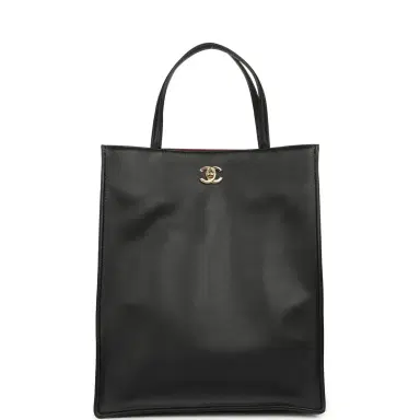 Chanel Chanel Small "Grocery Bag" with Chain Black Calfskin Gold Hardware | Thumbnail 1 Chanel Chanel Small "Grocery Bag" with Chain Black Calfskin Gold Hardware | Thumbnail 1