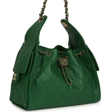Chanel Chanel Small 25 Hobo Bag Green Caviar Gold Hardware | Thumbnail 2