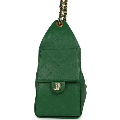 Chanel Chanel Small 25 Hobo Bag Green Caviar Gold Hardware | Thumbnail 3