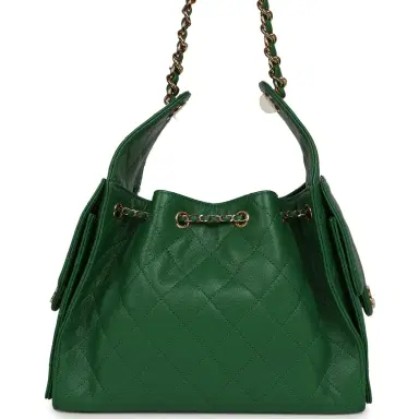 Chanel Chanel Small 25 Hobo Bag Green Caviar Gold Hardware | Thumbnail 4