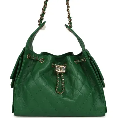 Chanel Chanel Small 25 Hobo Bag Green Caviar Gold Hardware | Thumbnail 1