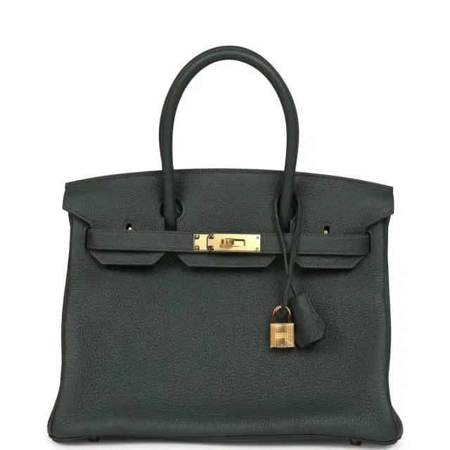 HERMÈS Hermes Birkin 30 Vert Mangrove Togo Gold Hardware