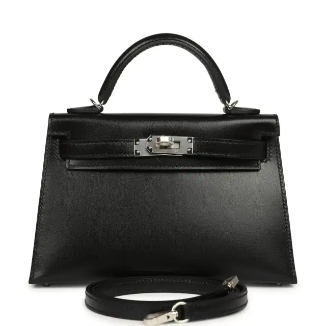 HERMÈS Hermes Kelly Sellier 20 Black Box Palladium Hardware