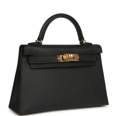 HERMÈS Hermes Kelly Sellier 20 Black Epsom Gold Hardware | Thumbnail 2