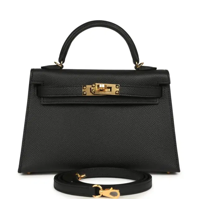 HERMÈS Hermes Kelly Sellier 20 Black Epsom Gold Hardware