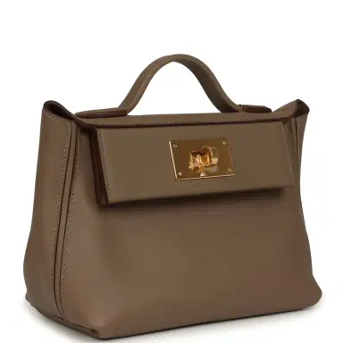 HERMÈS Hermes Mini 24/24 Bag Etoupe Evercolor and Swift Gold Hardware | Thumbnail 2