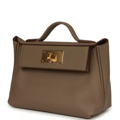 HERMÈS Hermes Mini 24/24 Bag Etoupe Evercolor and Swift Gold Hardware | Thumbnail 5