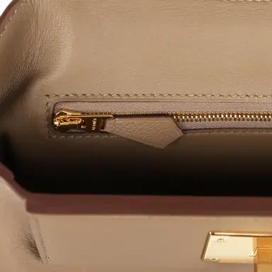 HERMÈS Hermes Mini 24/24 Bag Etoupe Evercolor and Swift Gold Hardware | Thumbnail 8