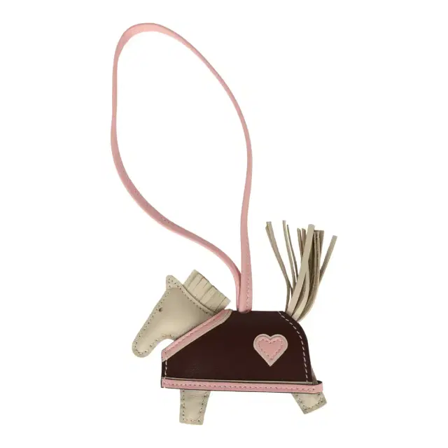 HERMÈS Hermes Rodeo Robeo Coeur Charm PM Craie, Rose Sakura & Terre Milo Lambskin