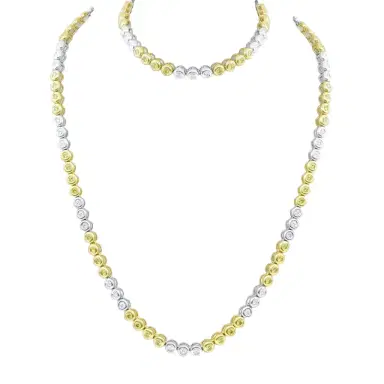 DIANA M. JEWELS Diana M. Jewels 14K White & Yellow Gold Diamond Long Station Necklace by The Solist | Thumbnail 1