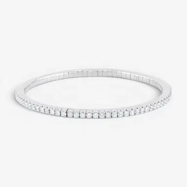 DIANA M. JEWELS Diana M. Jewels 14K White Gold Diamond Flexible Bangle Bracelet by The Solist | Thumbnail 3