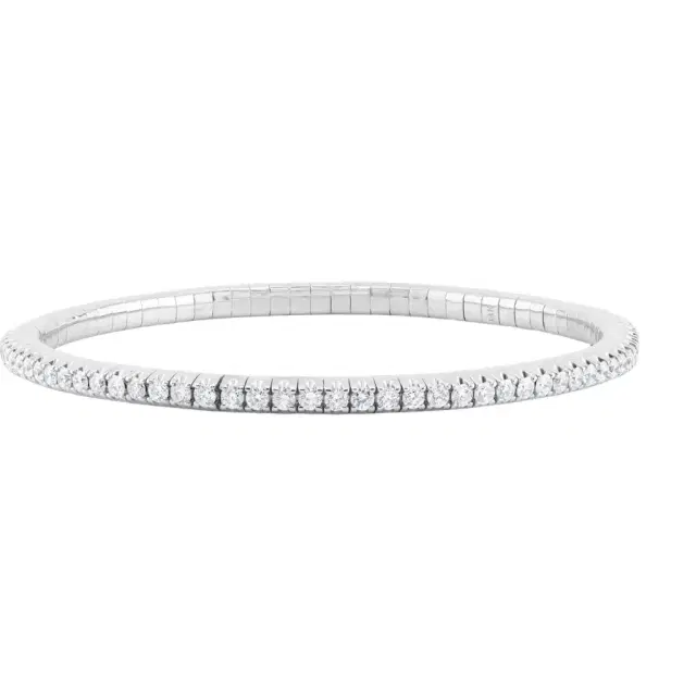 DIANA M. JEWELS Diana M. Jewels 14K White Gold Diamond Flexible Bangle Bracelet by The Solist