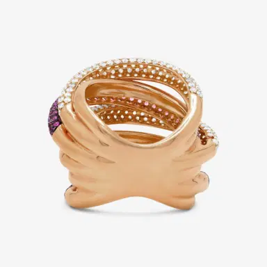 DIANA M. JEWELS Diana M. Jewels 18K Rose Gold Sapphire & Diamond Band Ring Sz. 6.5 by The Solist | Thumbnail 3